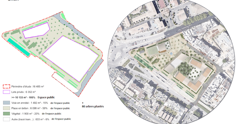 Plan de la future zone des halles marchandes à Saint-Jean-de-Védas © SCE Ateliers Up