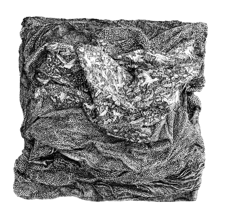 10 Fleurs et couronnes n°17 papier blanc encre noire 25 cm x 25 cm 2010 copie