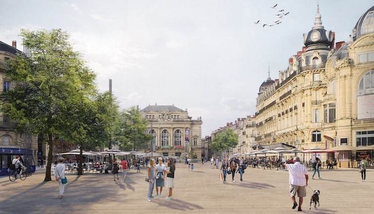 Esquisse de la future place de la Comédie à Montpellier © Agence Ter