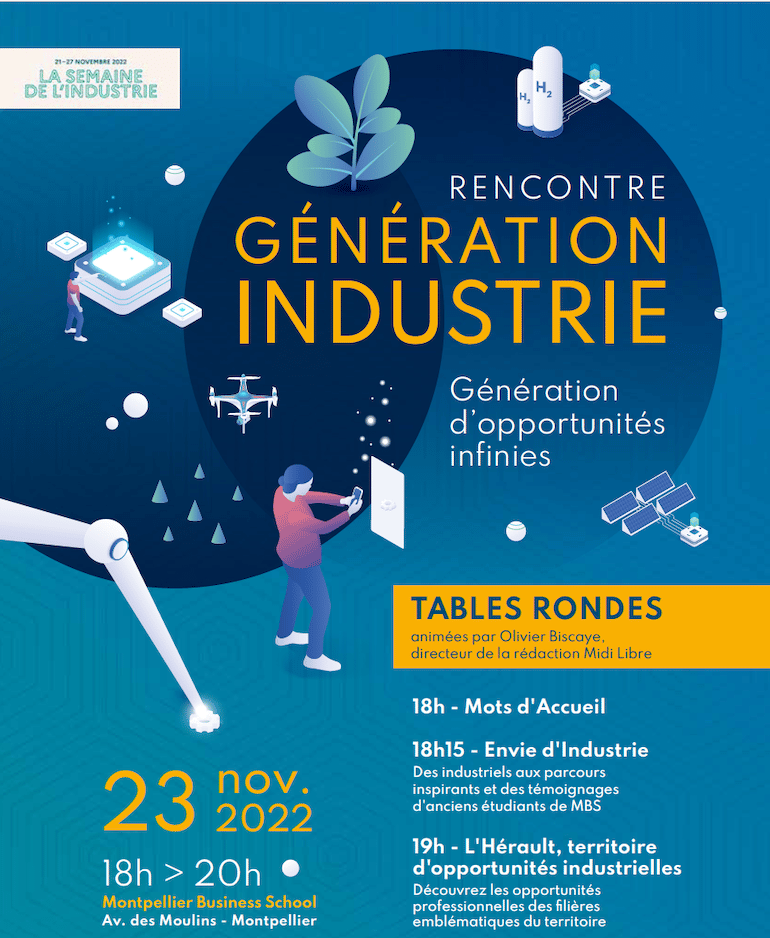 L'affiche de Génération Industrie 2022 à Montpelier Business School.