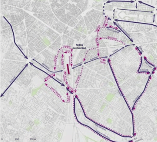 Le plan de circulation proposé par le collectif des Riverains des 4 Boulevards