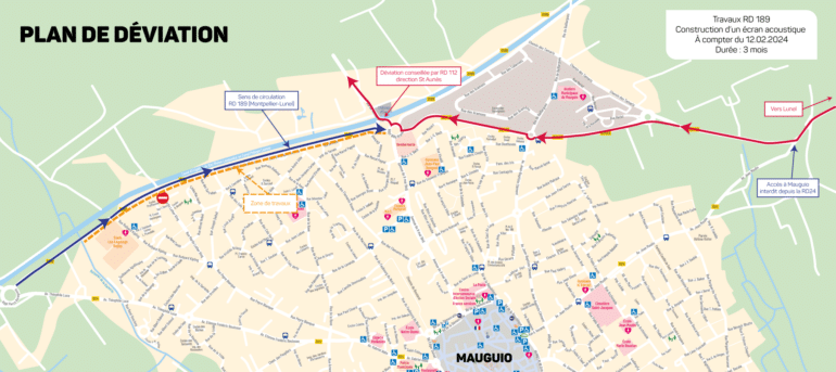 Plan de déviation RD189 @VilledeMauguioCarnon